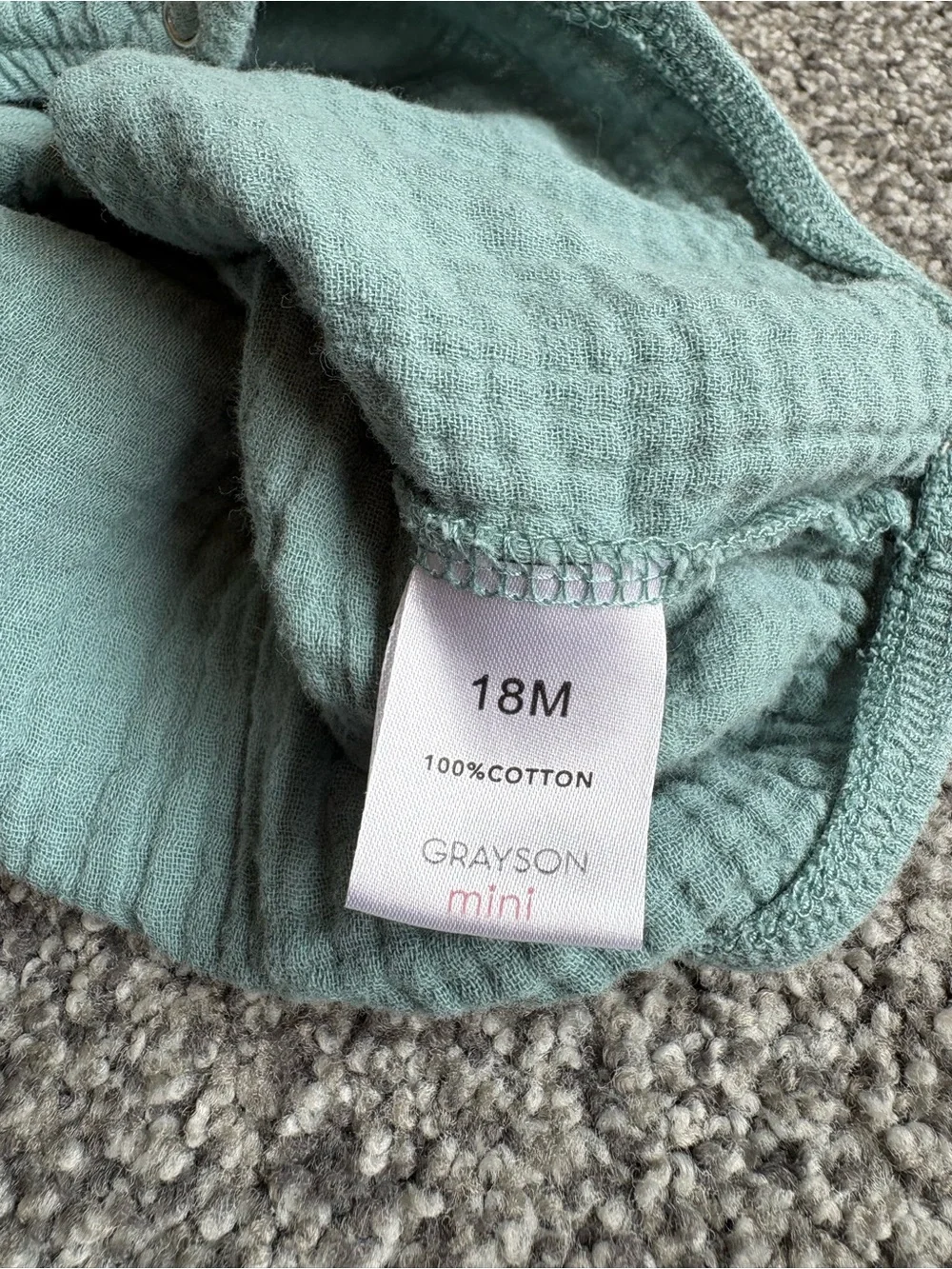 Grayson Mini Soft Textured Teal Baby One-Piece Romper Size 18 months